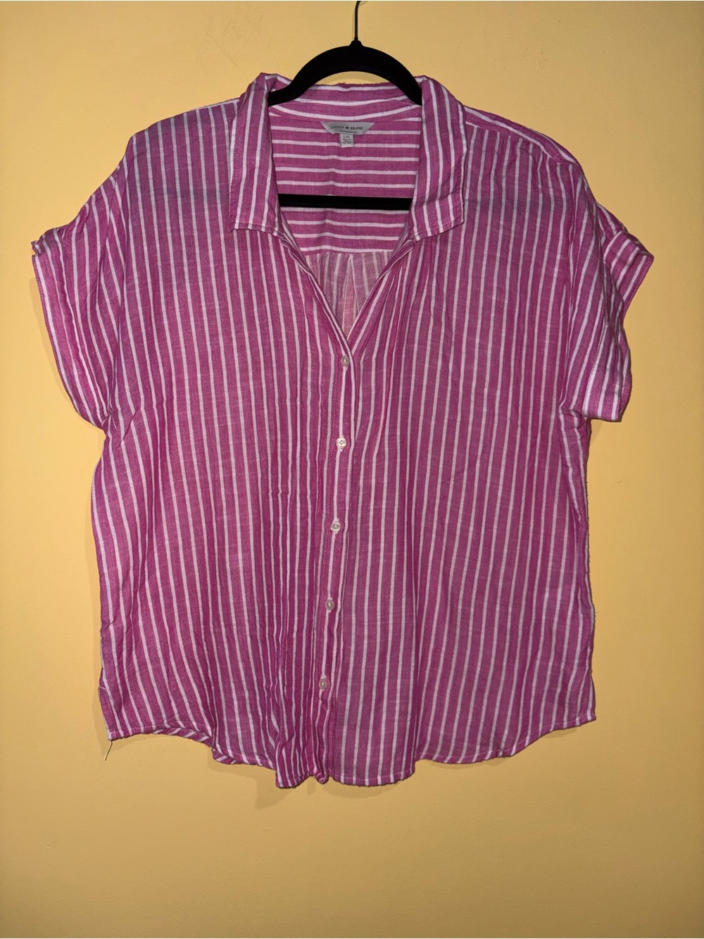 Lucky Brand Pink and White Striped Casual Button-Down Shirt